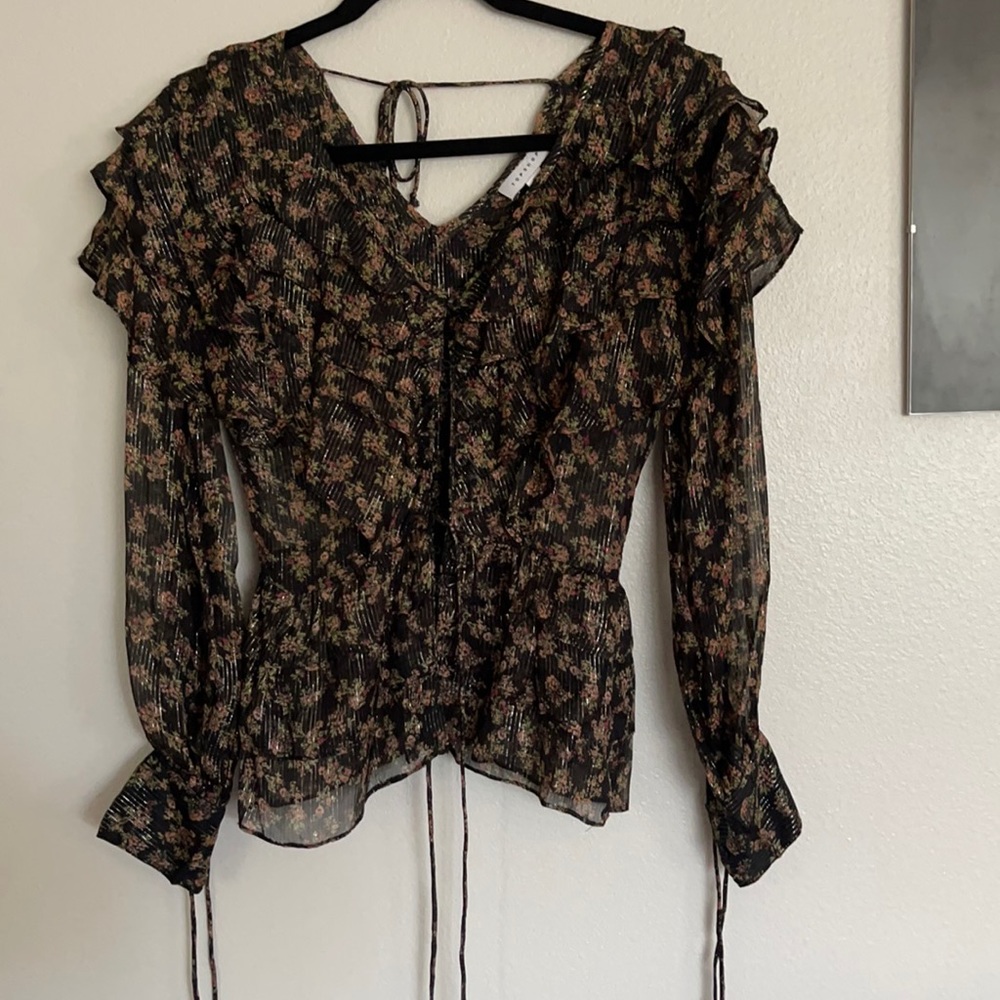 Topshop Sheer Ruffle Top